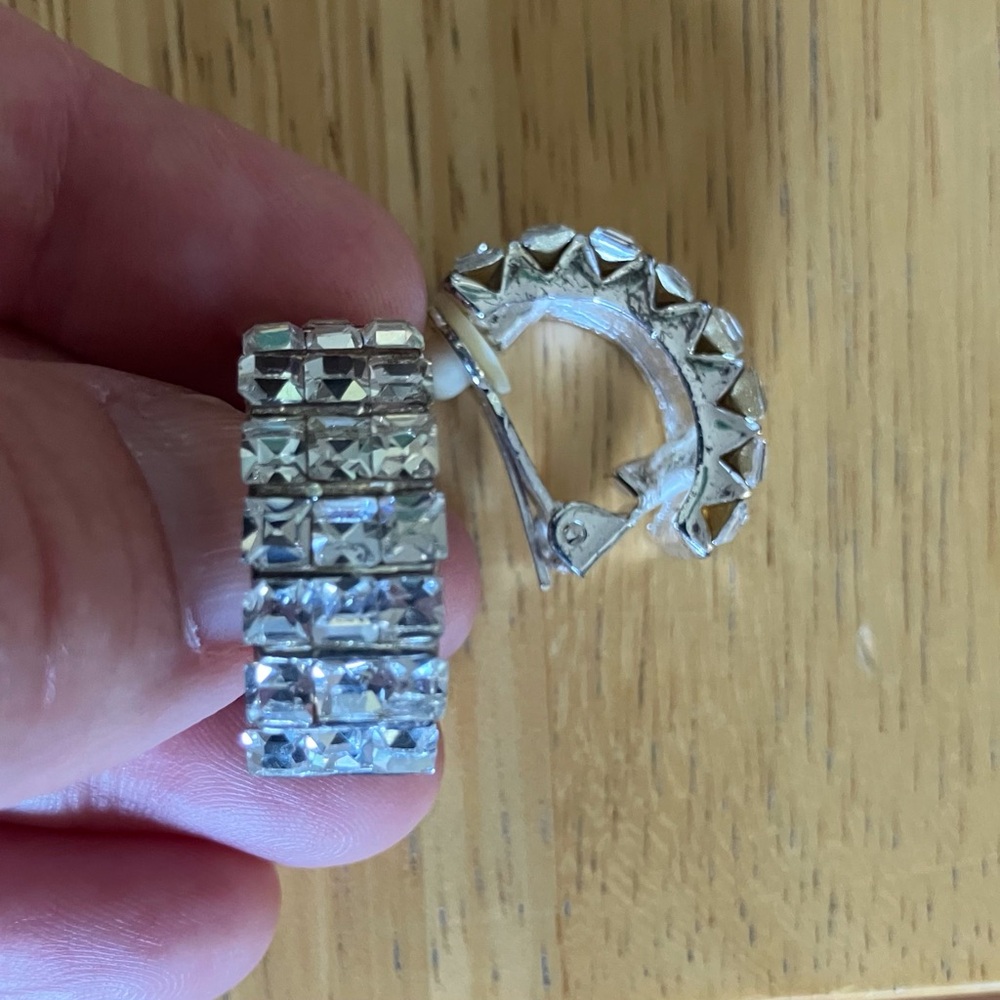 Gorgeous Channel Set Rhinestone Earrings Sparkling Square Cut Vintage Jewelry